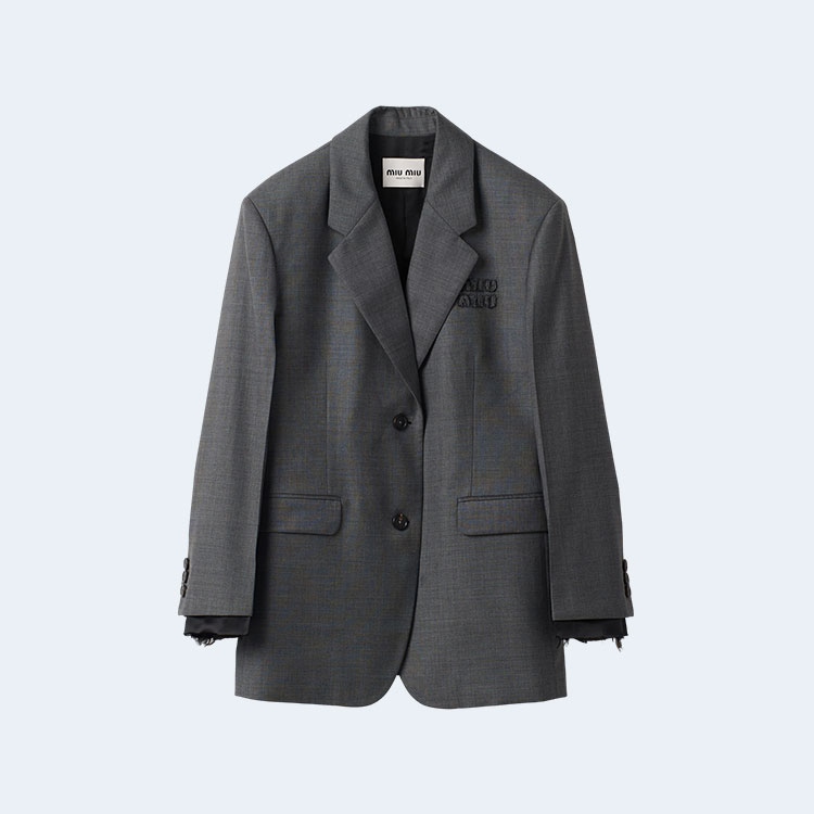 미우미우 싱글브레스트 프린스 오브 웨일스 체크 그리자유 재킷