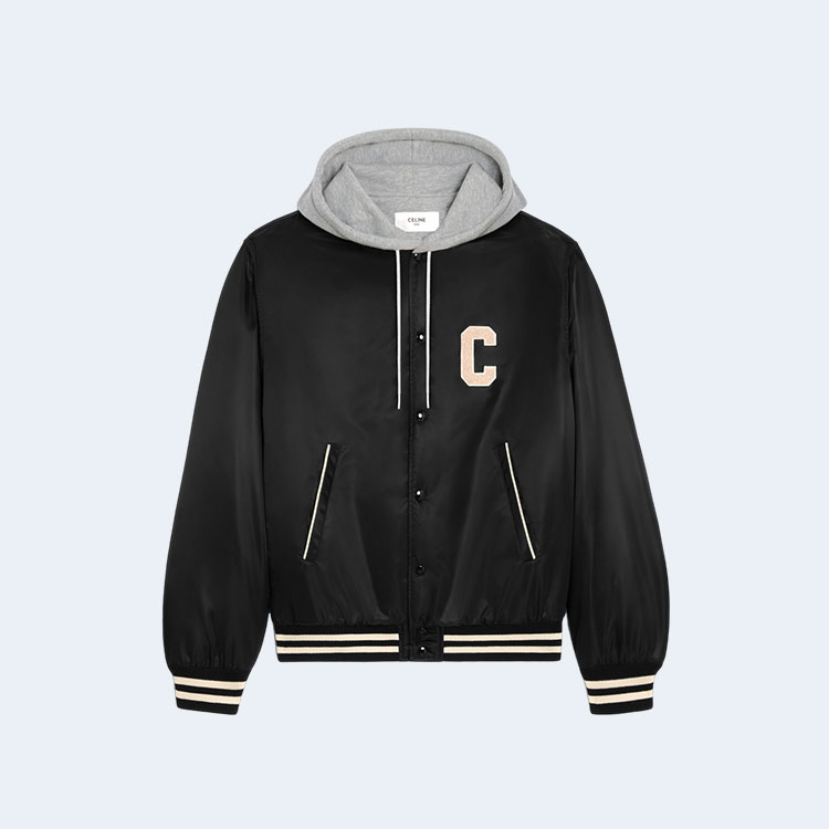 셀린느 오버사이즈 후드 테디 자켓 블랙