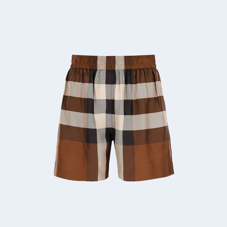 버버리 익스플로디드 체크 실크 쇼츠