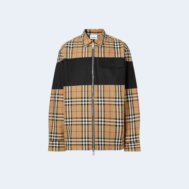 버버리 스트라이프 포켓 체크 자켓