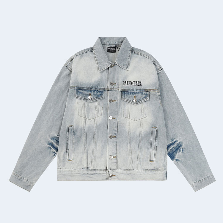발렌시아가 빈티지 워싱 데님 자켓 화이트