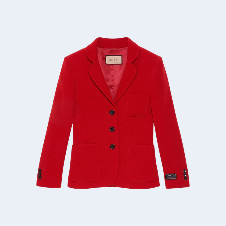 구찌 웹 라벨 울 저지 블레이저