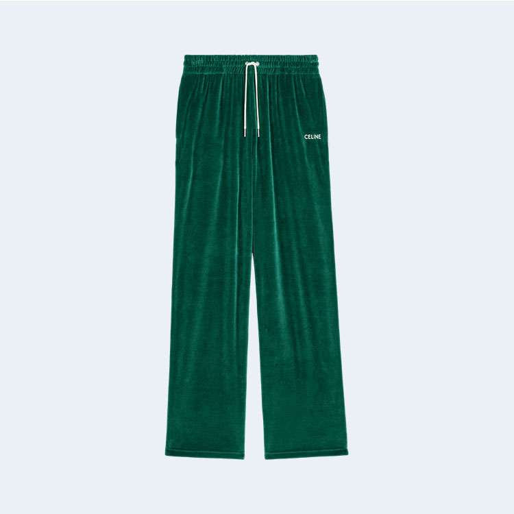 셀린느 벨벳 저지 그린 트랙 팬츠