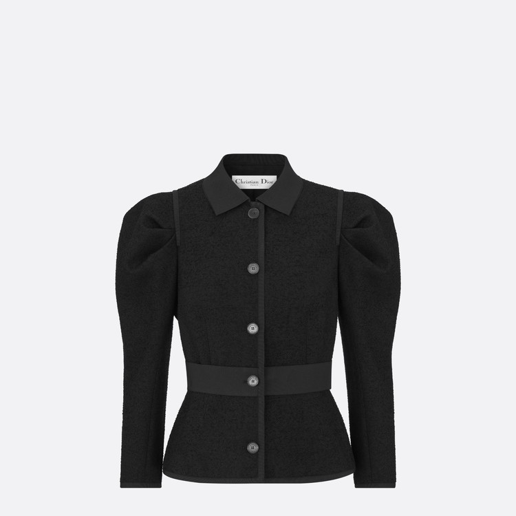 디올 블랙 버진 울 코튼 부클레 피티드 재킷
