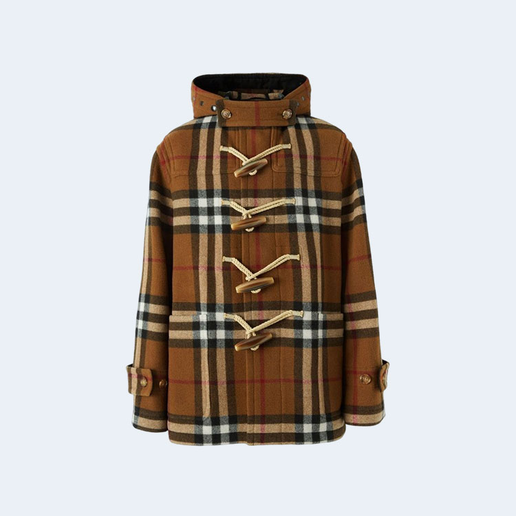 버버리 체크 테크니컬 울 오버사이즈 더플 코트