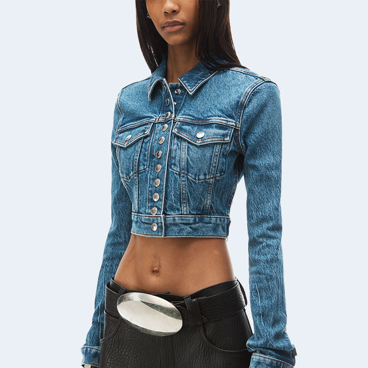 알렉산더왕 컴포트 스트레치 데님 크롭 트러커 재킷