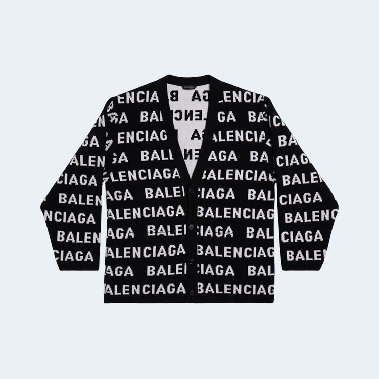 발렌시아가 올오버 로고 울 가디건