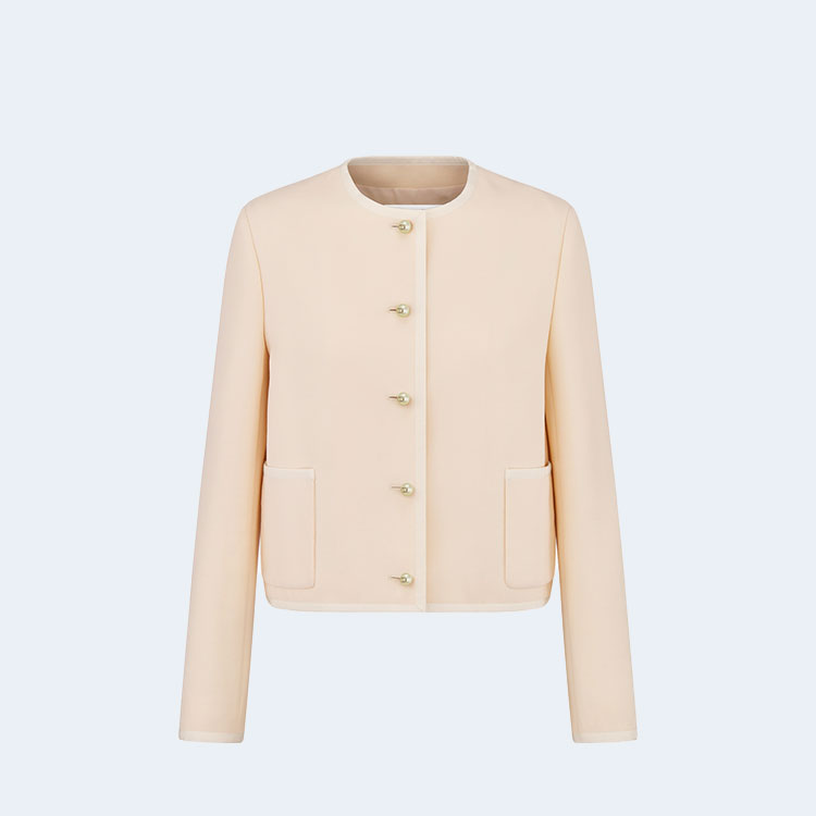 디올 에크루 울 실크 크롭 재킷