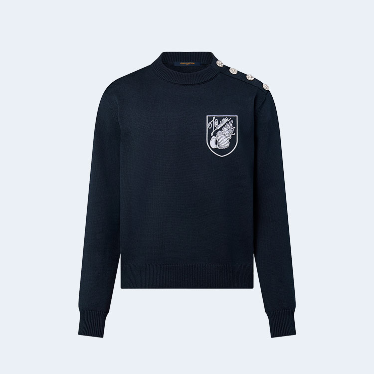 루이비통 자수 코튼 블렌드 크루넥 1AFQQ4