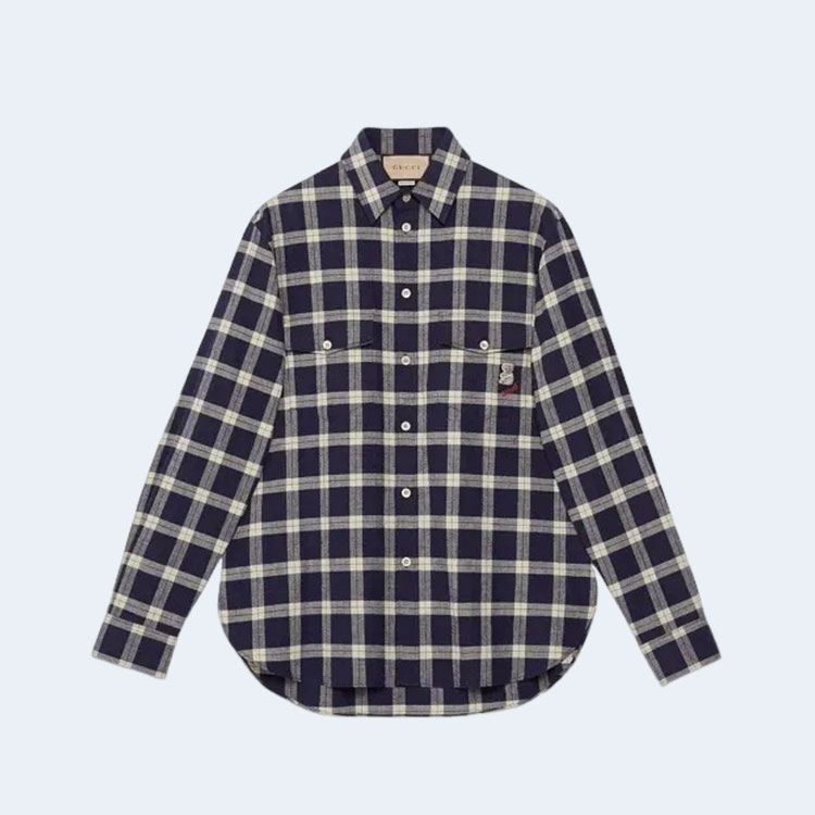구찌 플레이드 체크 패턴 셔츠