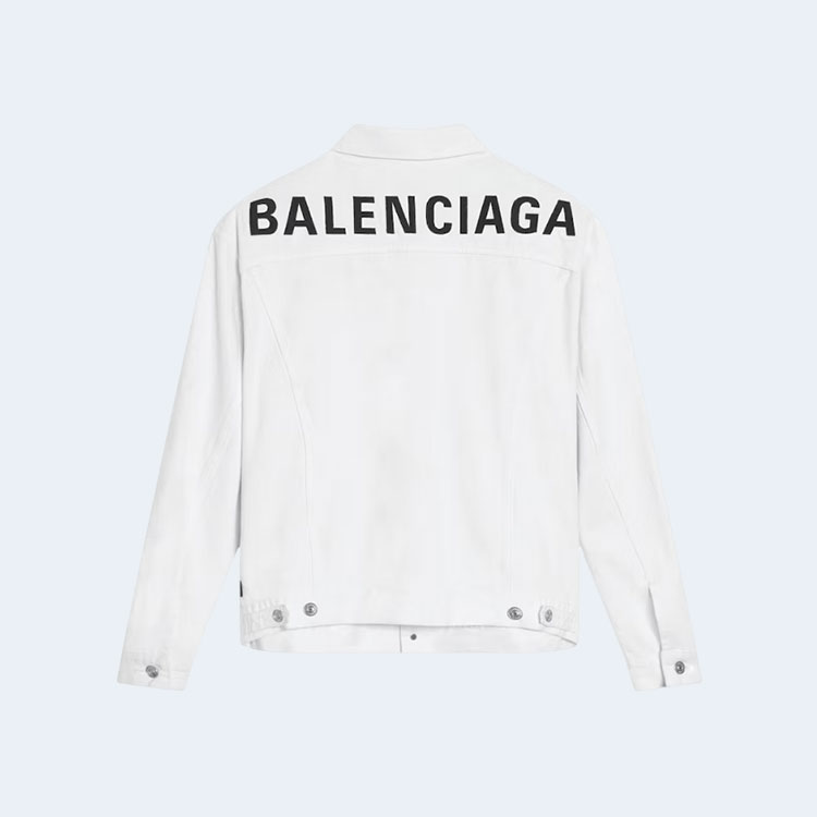 발렌시아가 엠브로이더리 로고 데님 자켓 화이트