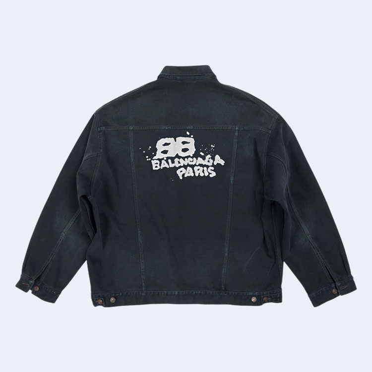 발렌시아가 핸드 드로운 BB 아이콘 오버사이즈 자켓 블랙