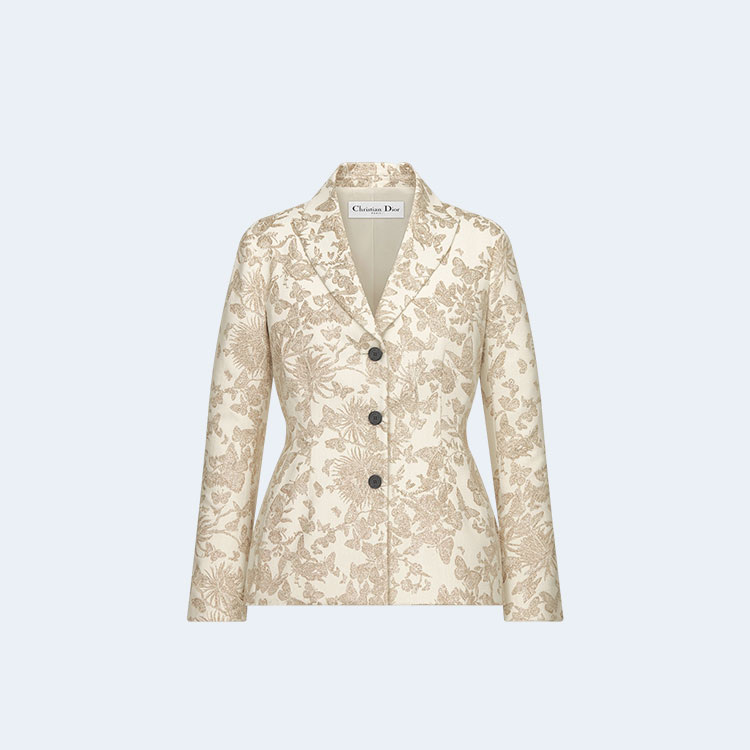 디올 테크니컬 자카드 핏티드 자켓 화이트