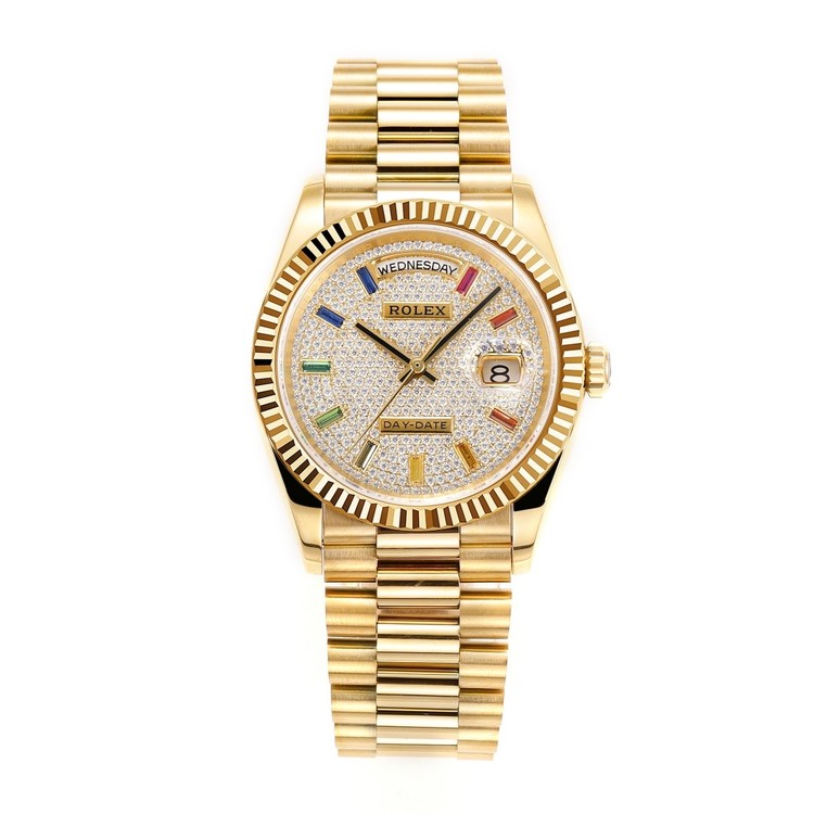롤렉스 데이데이트 다이아몬드 파베 옐로우 골드 36mm