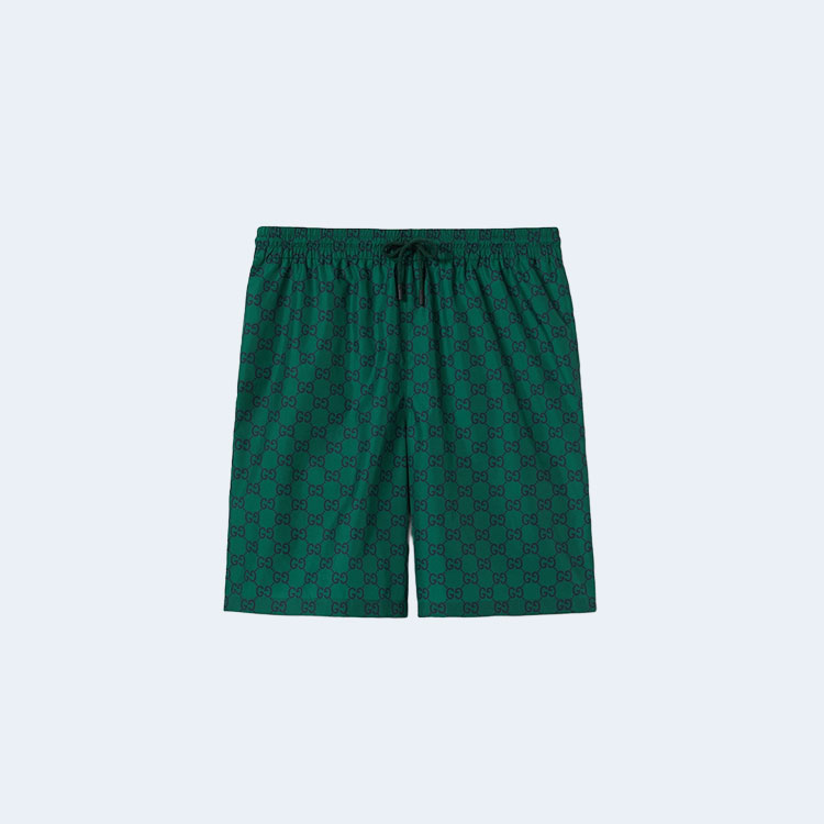 구찌 GG 프린트 나일론 스윔 쇼츠 그린