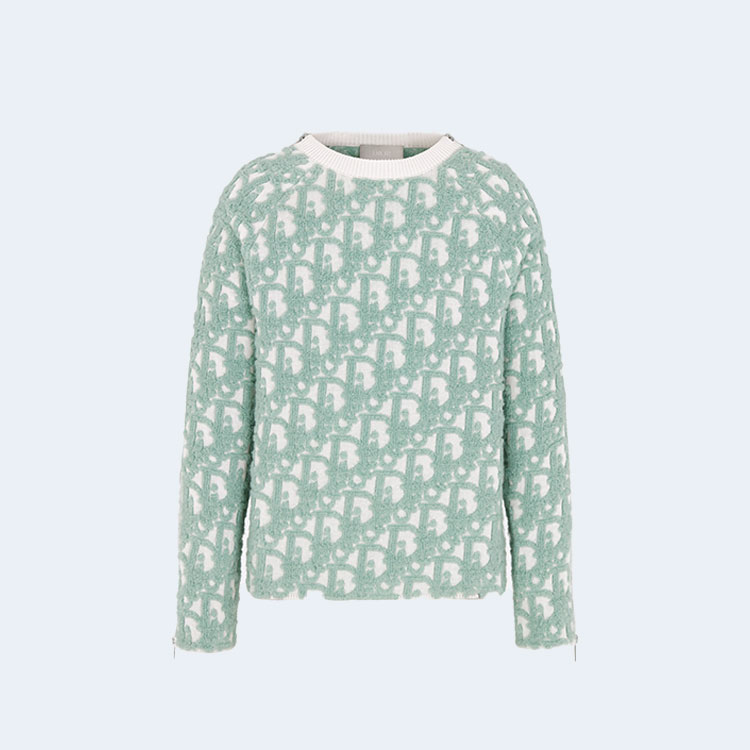 디올 오블리크 울 코튼 그린 스웨터