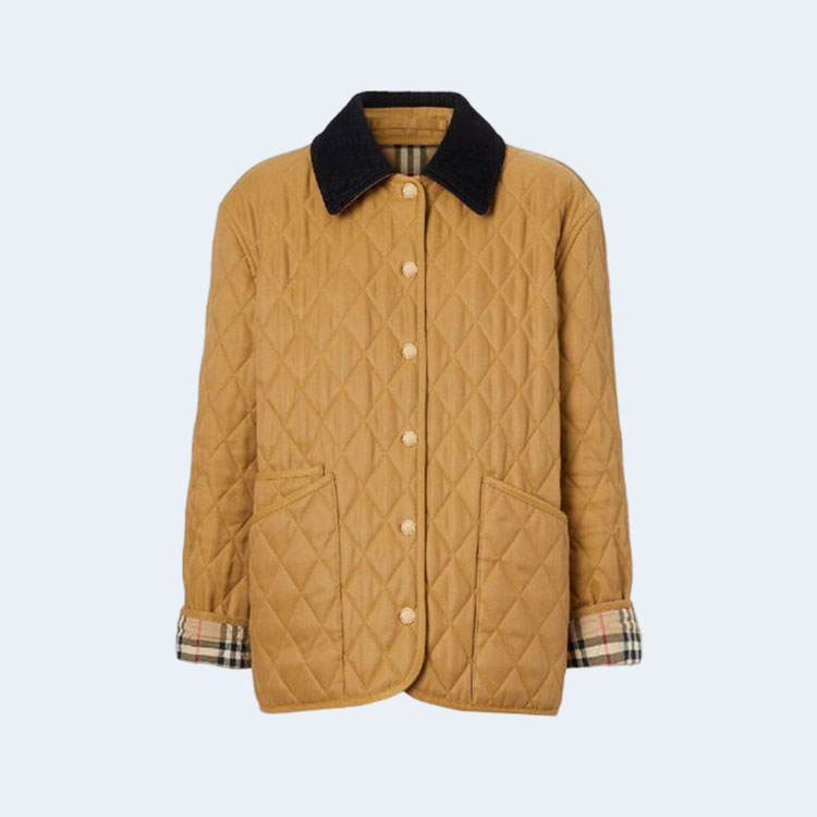 버버리 코듀로이 칼라 다이아몬드 퀄팅 자켓