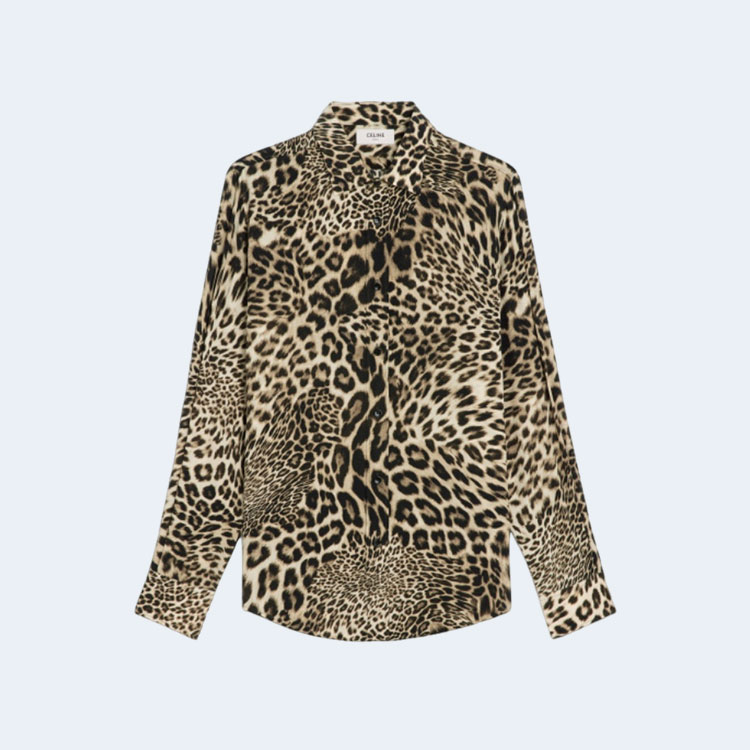 셀린느 레오파드 롱 슬리브 셔츠