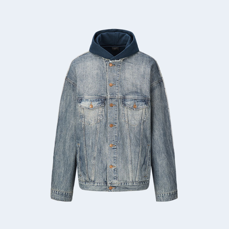 발렌시아가 스플라이스 후드 데님 자켓