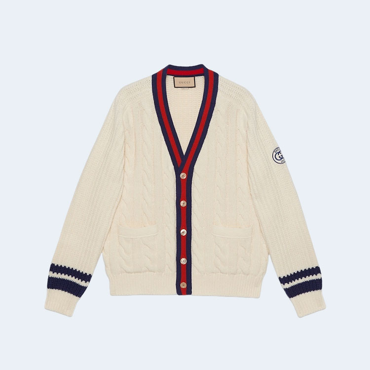 구찌 웹 케이블 울 니트 가디건
