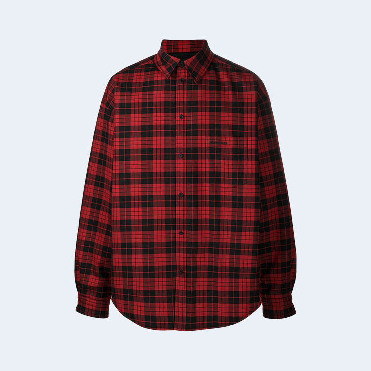 발렌시아가 체크 패디드 셔츠 자켓