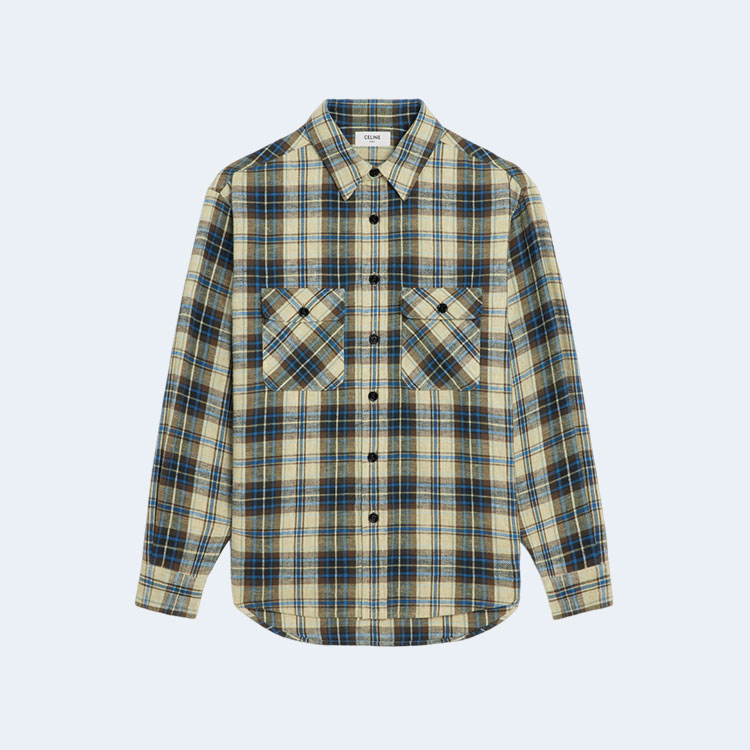 셀린느 체크 코튼 루즈 셔츠