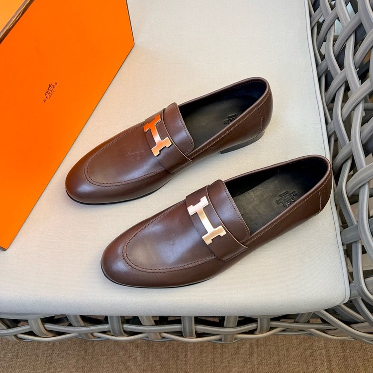 에르메스 남성 파리로퍼 그레인 브라운 은장 (소가죽)