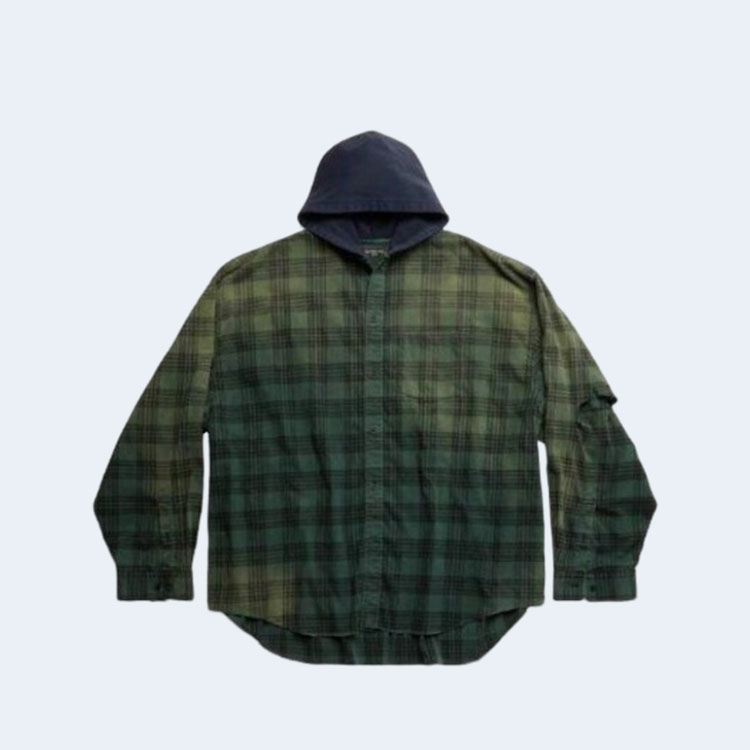 발렌시아가 오버사이즈 후드 셔츠 그린