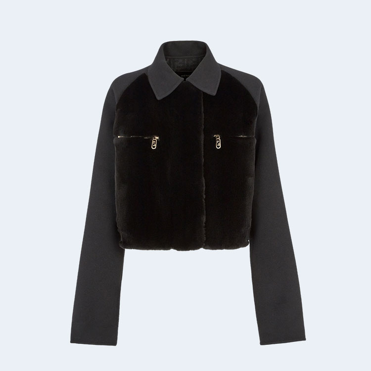 펜디 블랙 울 밍크 자켓