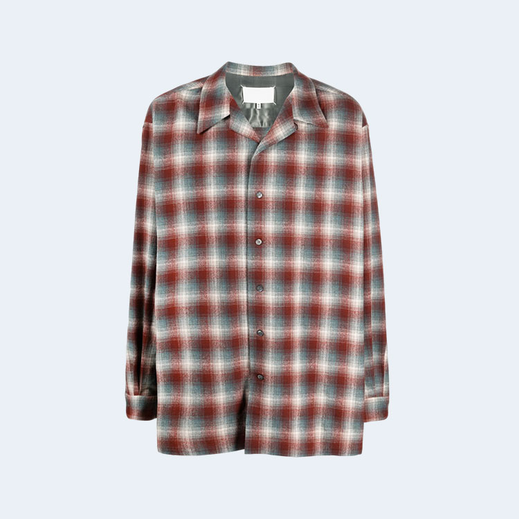 메종 마르지엘라 체크 로고 패치 셔츠