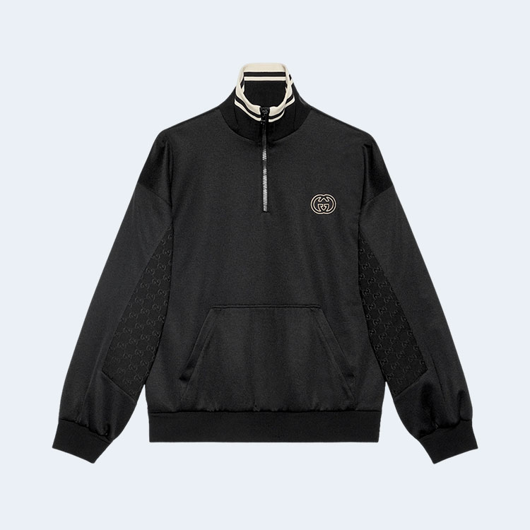 구찌 테크니컬 저지 하프 집업 자켓 블랙