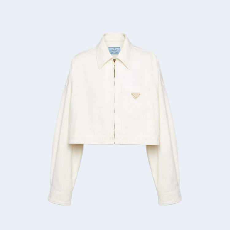 프라다 데님 블루종 재킷 화이트
