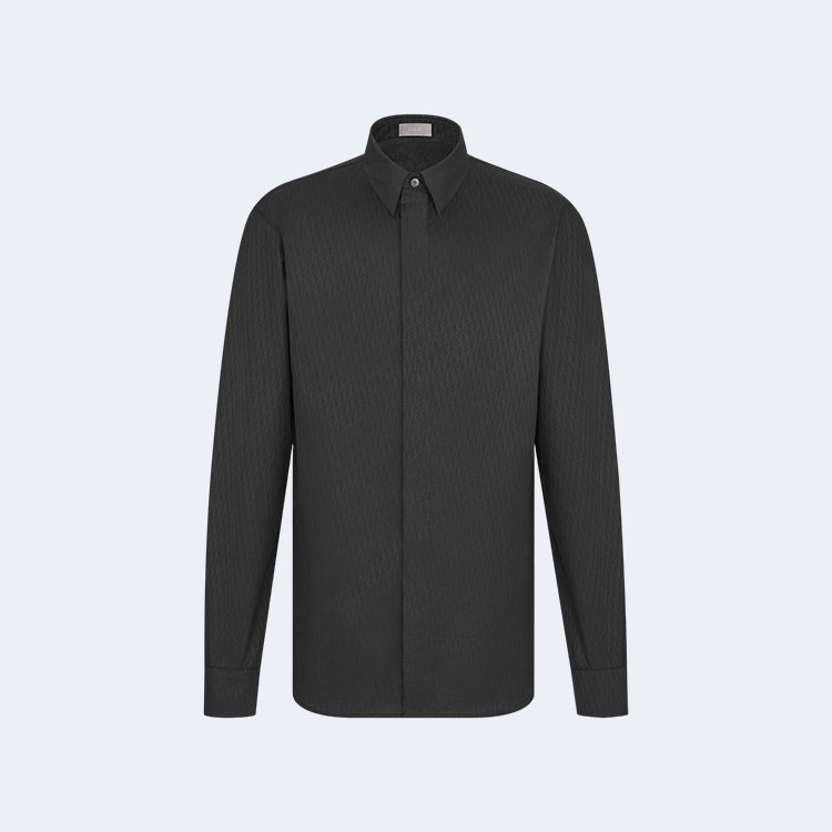 디올 오블리크 자카드 블랙 코튼 셔츠