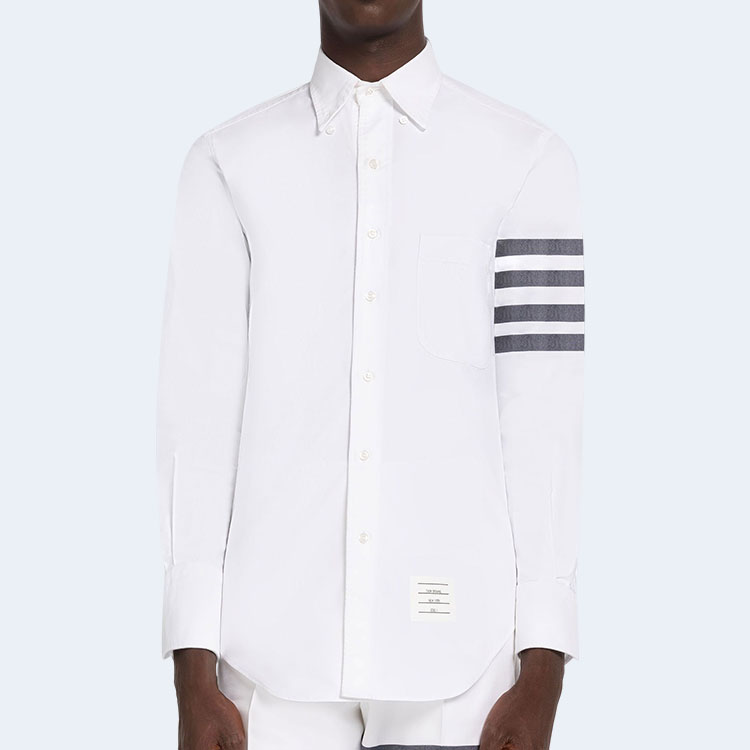 톰브라운 솔리드 옥스포드 4-바 포인트 칼라 셔츠