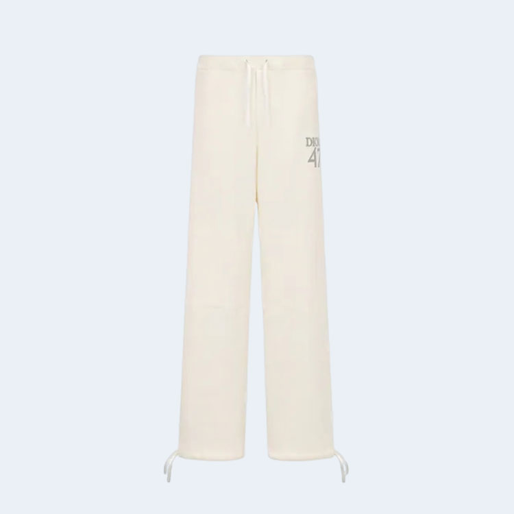 디올 코튼 플리스 트랙 팬츠 화이트