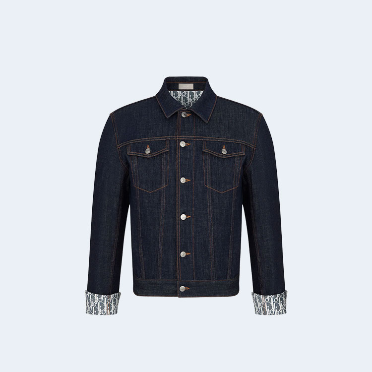 디올 오블리크 로우 코튼 데님 블루종