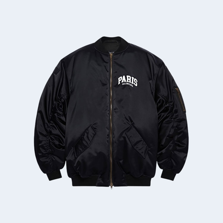 발렌시아가 시티 파리 나일론 봄버 자켓 블랙
