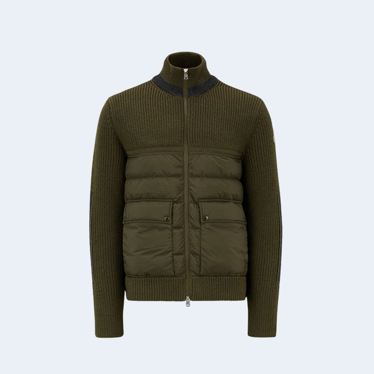 몽클레어 패딩 울 가디건 카키