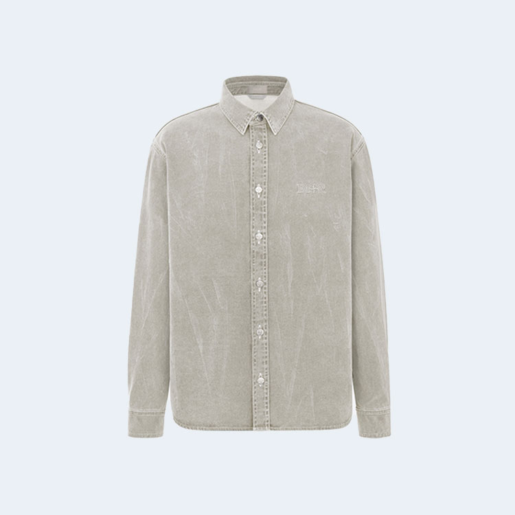 디올 x 스톤 아일랜드 오버셔츠 그레이 코튼