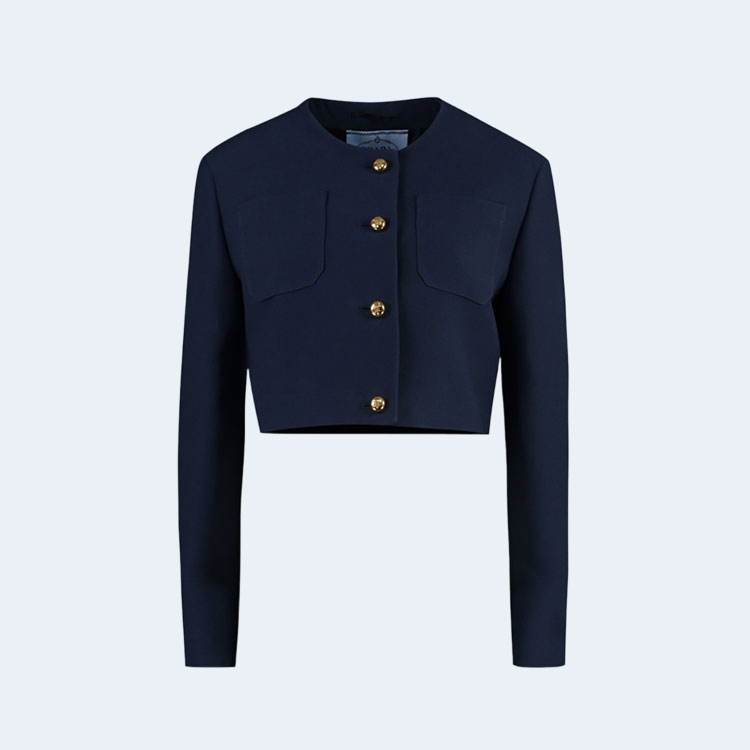 프라다 크루넥 크롭 재킷