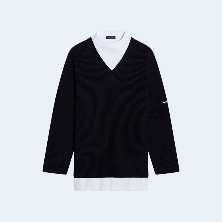 발렌시아가 레이어드 브이넥 니트