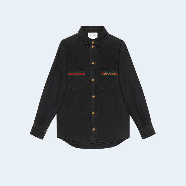 구찌 홀스빗 웹 포켓 데님 셔츠