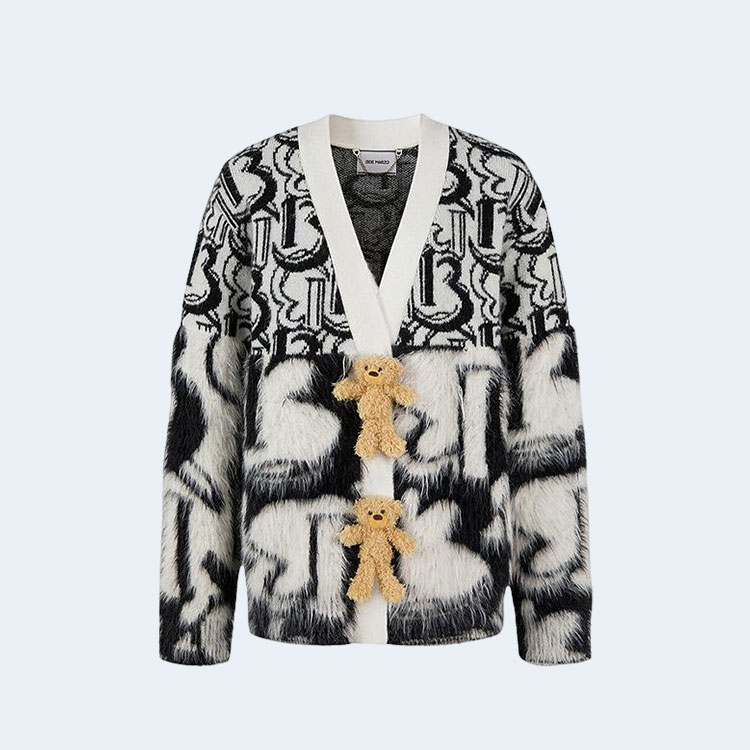 13 데마르조 모노그램 베어 가디건