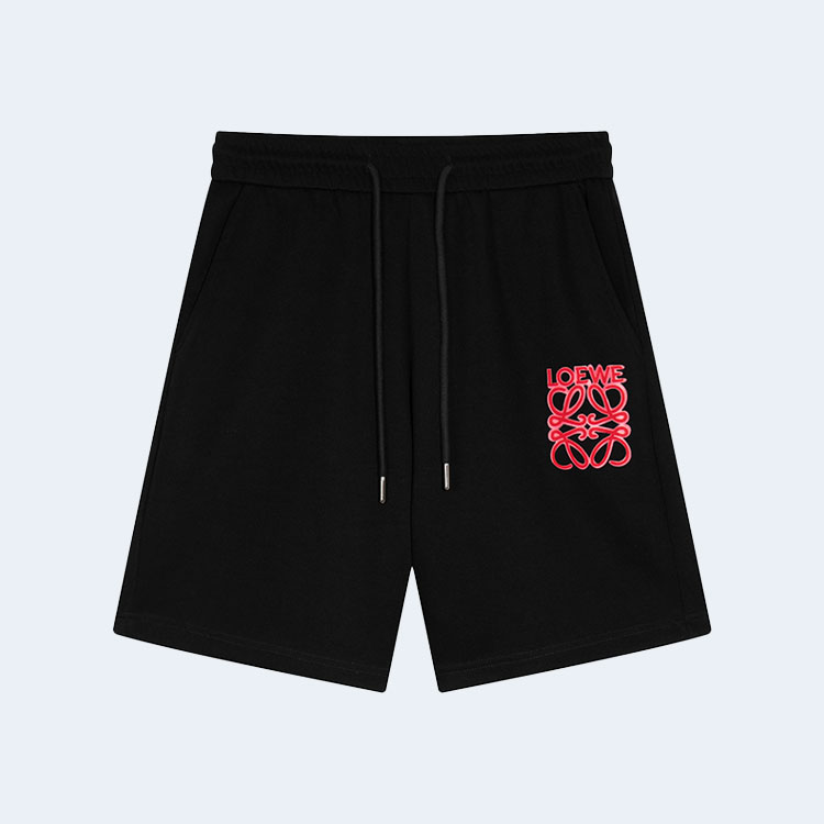 로에베 네온 레드 자수 쇼츠 블랙