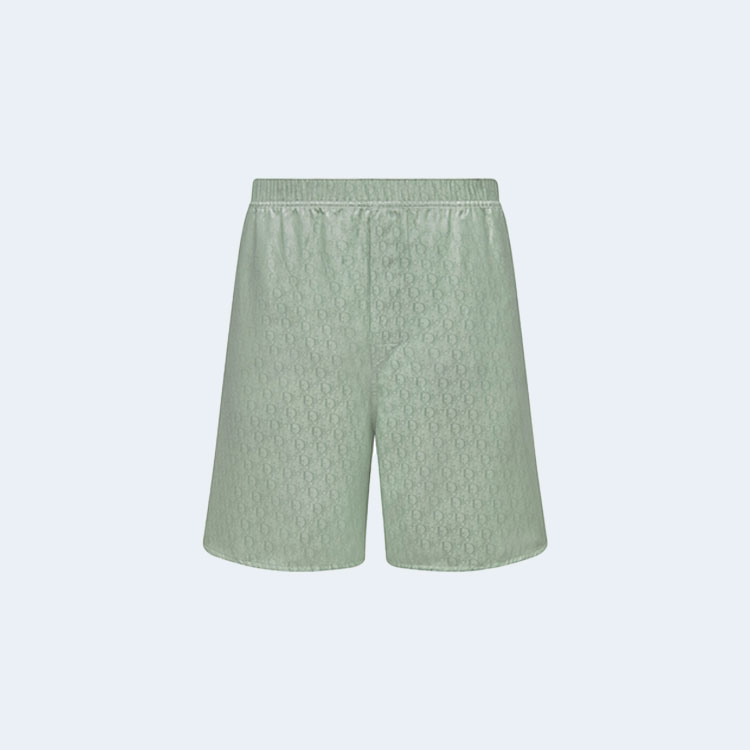 디올 오블리크 실크 코튼 자카드 쇼츠 그린
