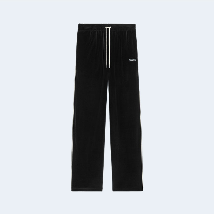 셀린느 벨벳 저지 블랙 트랙 팬츠