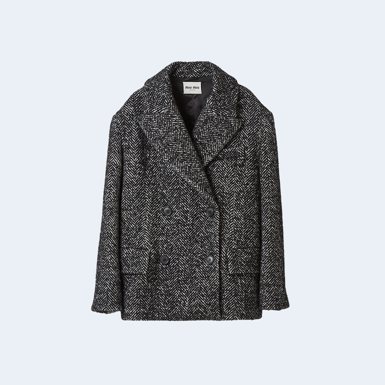 미우미우 더블브레스트 셰브런 자켓