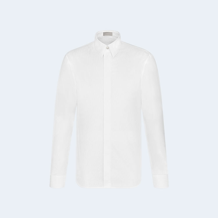 디올 오블리크 자카드 화이트 코튼 셔츠