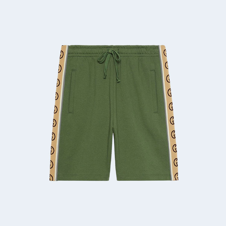 구찌 인터로킹 G 스트라이프 쇼츠 그린