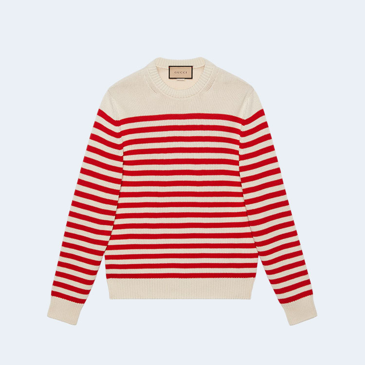 구찌 스트라이프 코튼 울 스웨터